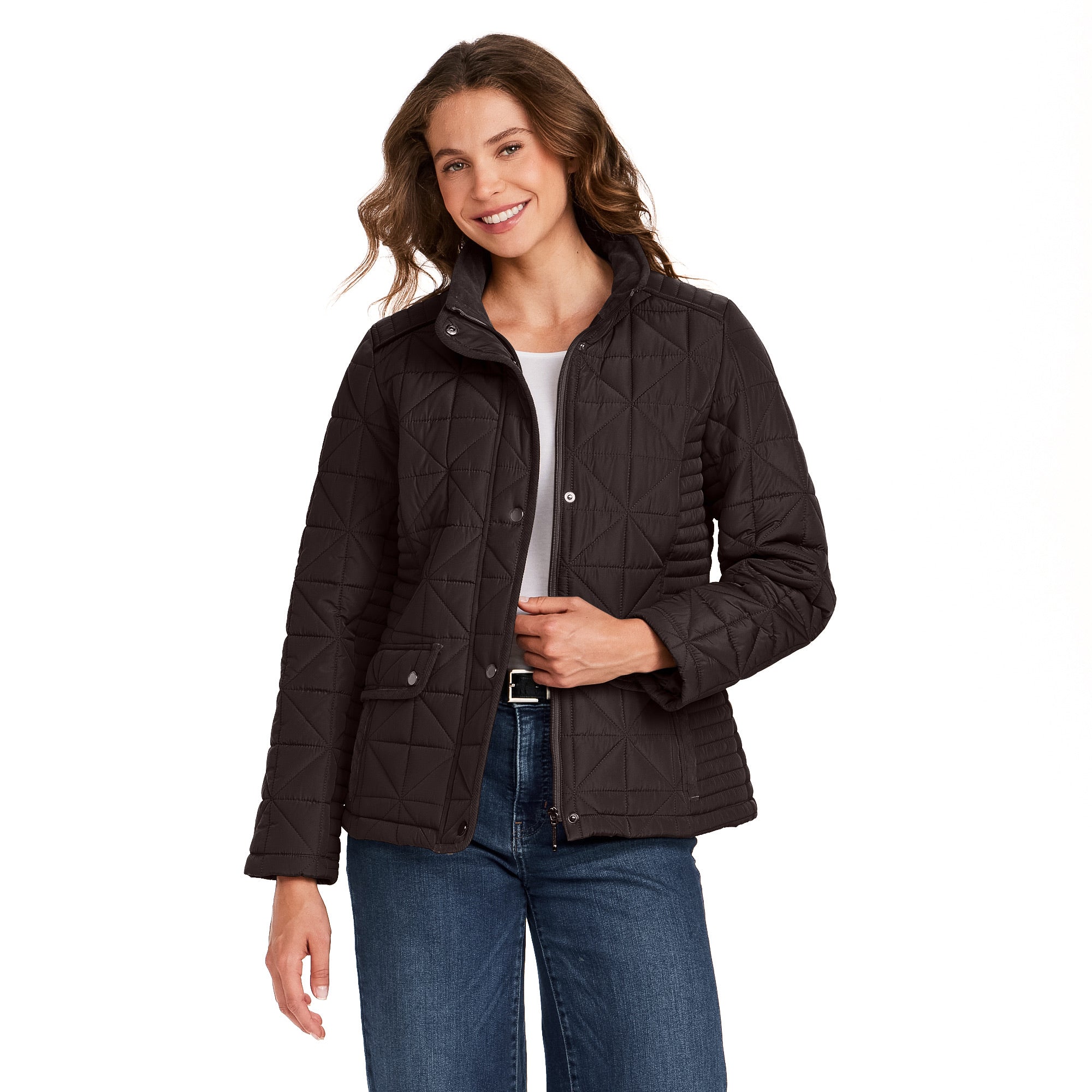 QUILTED JACKET WITH CORDUROY TRIMS