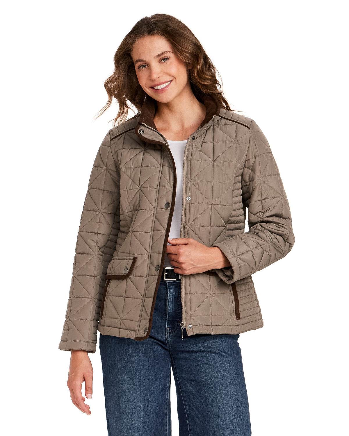 QUILTED JACKET WITH CORDUROY TRIMS