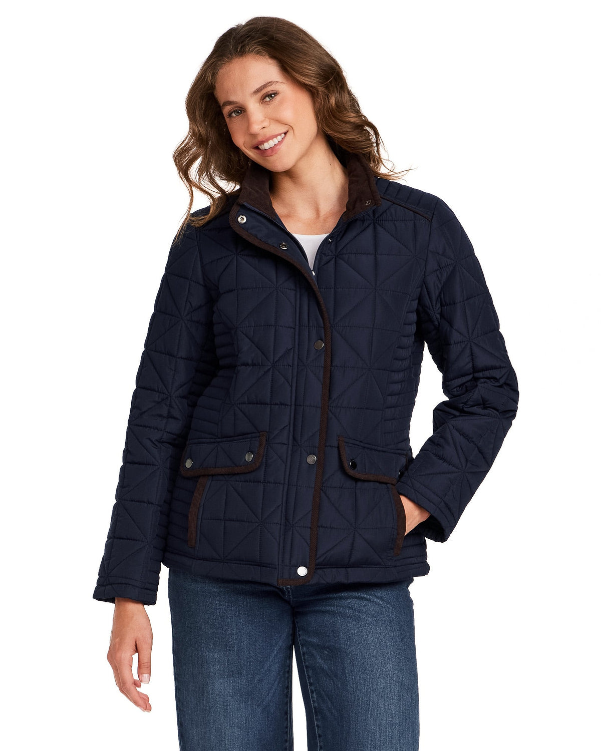 QUILTED JACKET WITH CORDUROY TRIMS