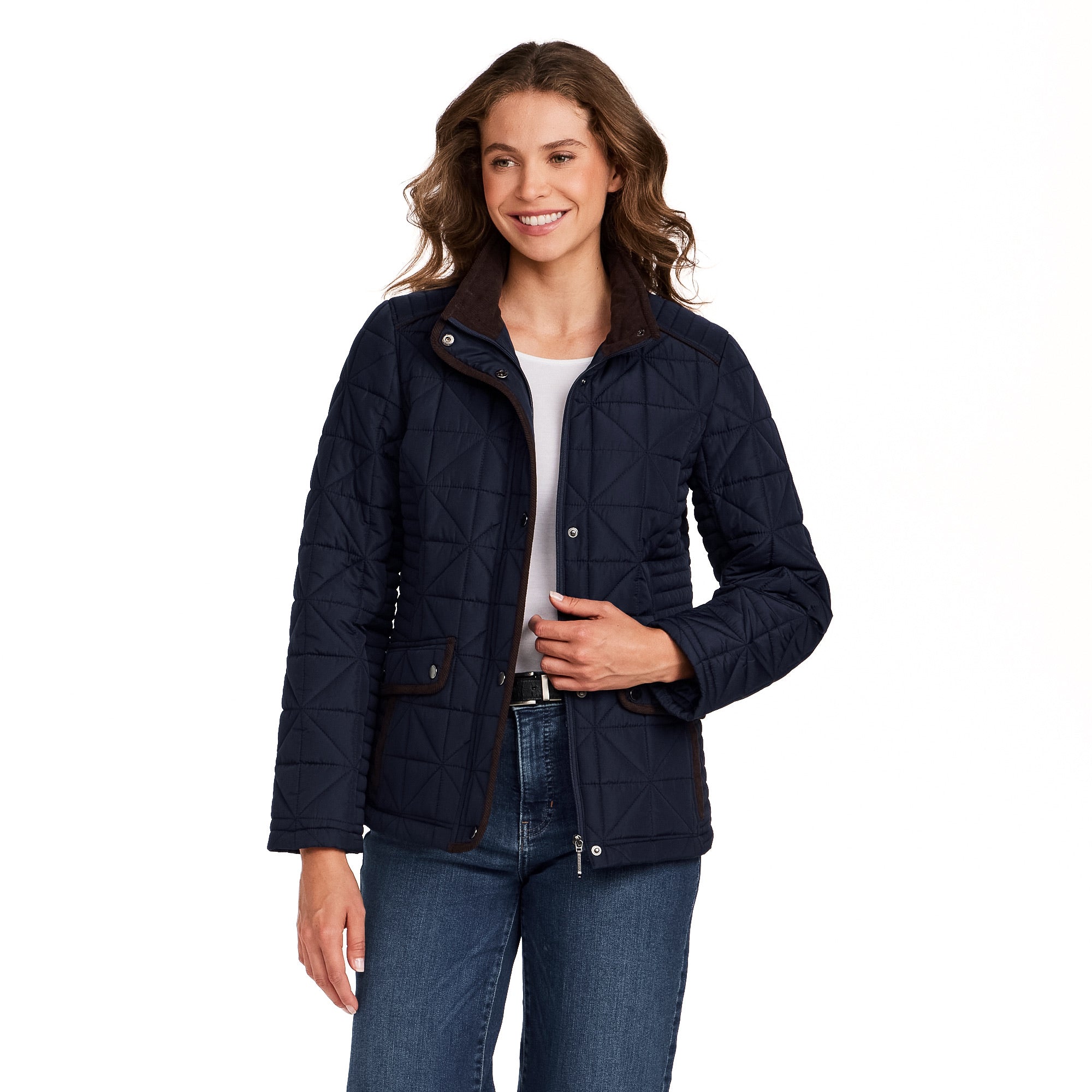 QUILTED JACKET WITH CORDUROY TRIMS