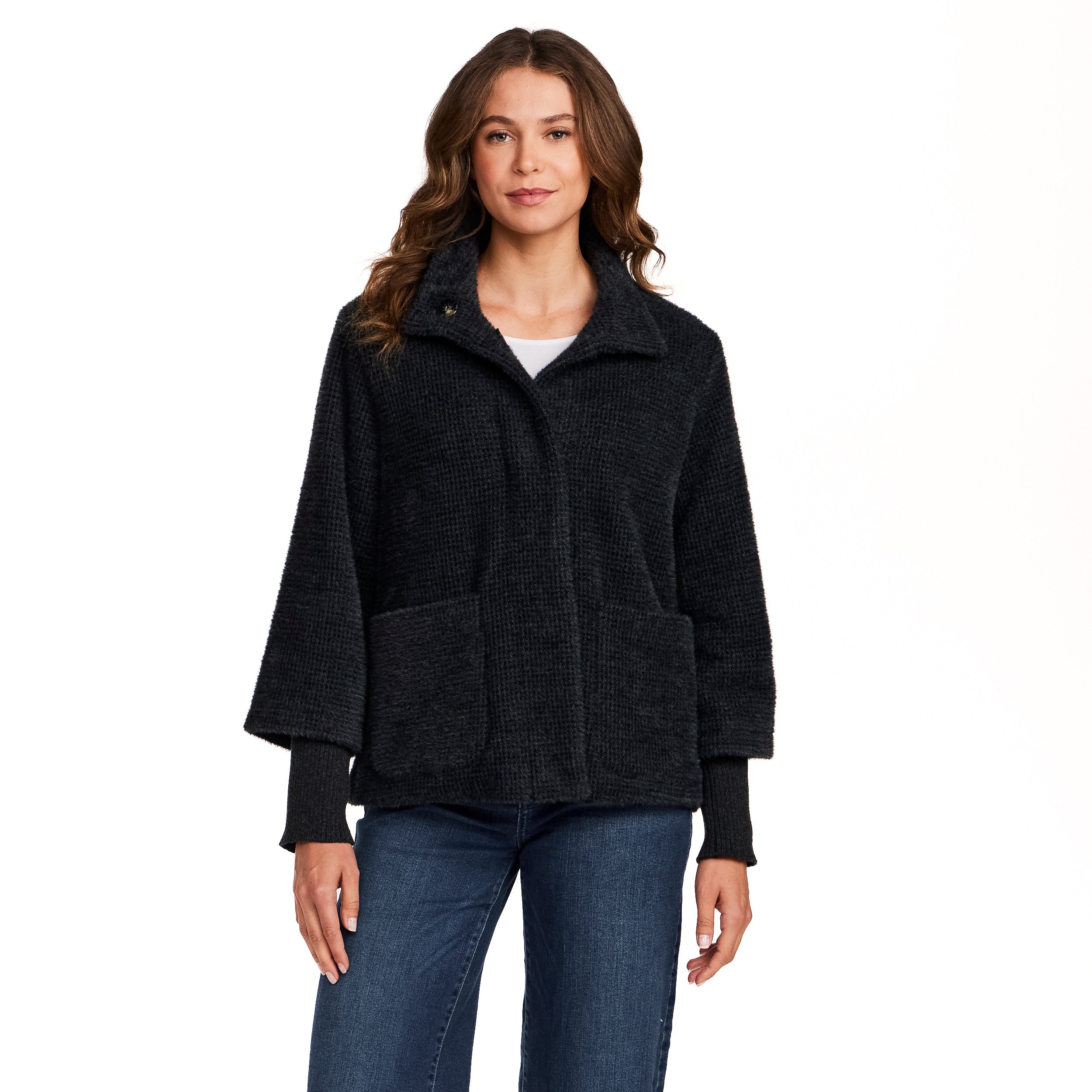 HOUNDSTOOTH COZY FEATHERKNIT JACKET