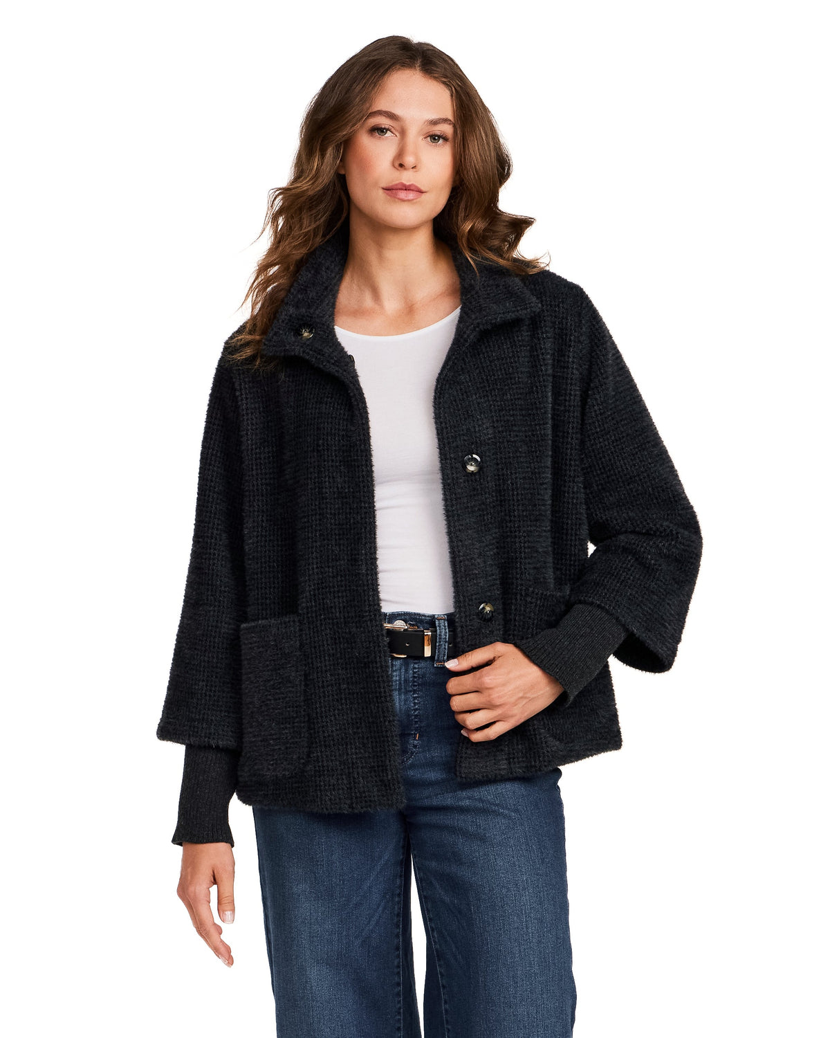 HOUNDSTOOTH COZY FEATHERKNIT JACKET