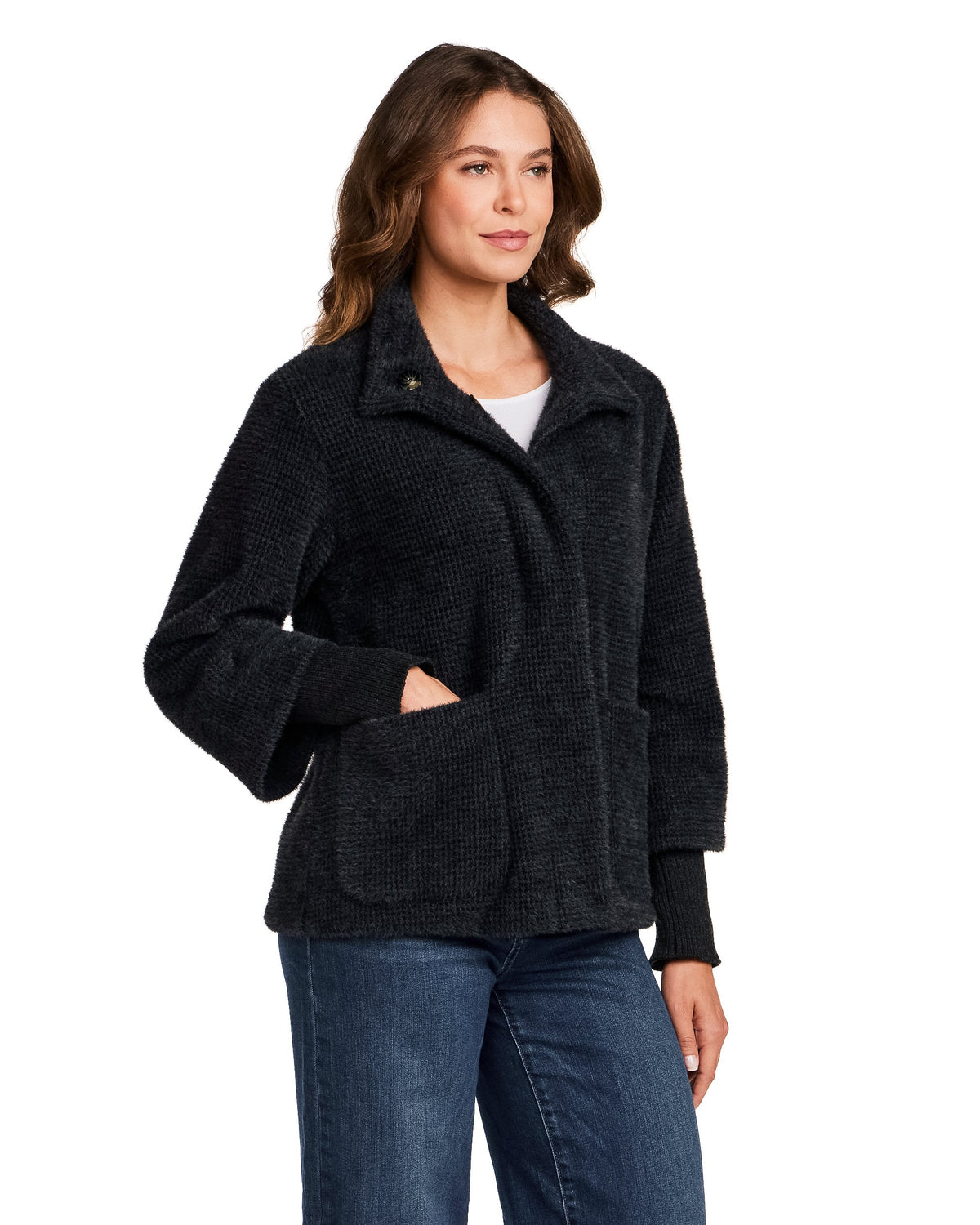 HOUNDSTOOTH COZY FEATHERKNIT JACKET