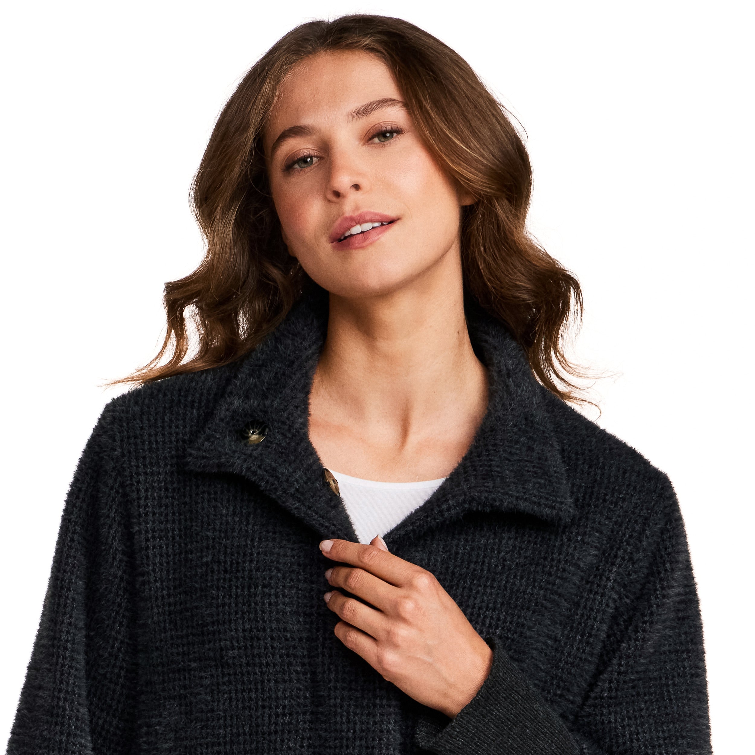 HOUNDSTOOTH COZY FEATHERKNIT JACKET