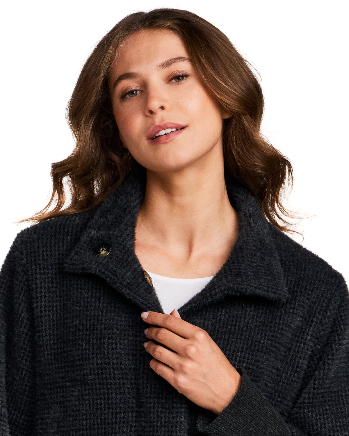 HOUNDSTOOTH COZY FEATHERKNIT JACKET