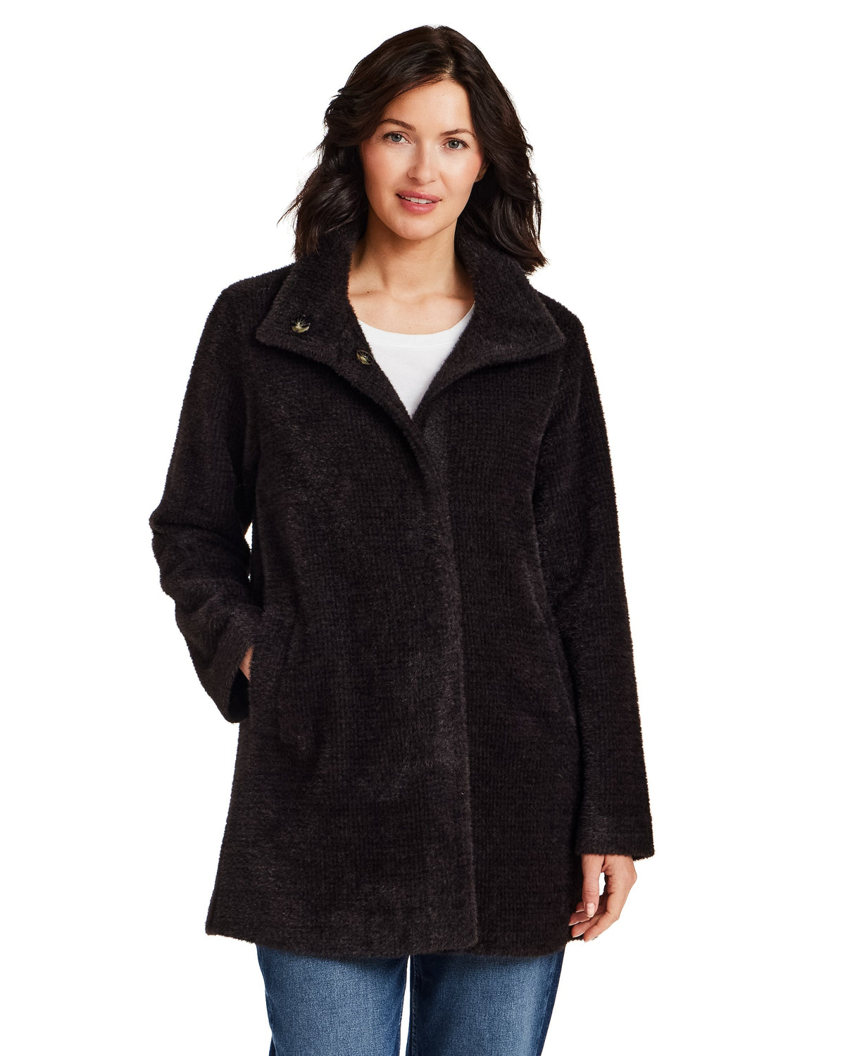 HOUNDSTOOTH COZY FEATHERKNIT TOPPER