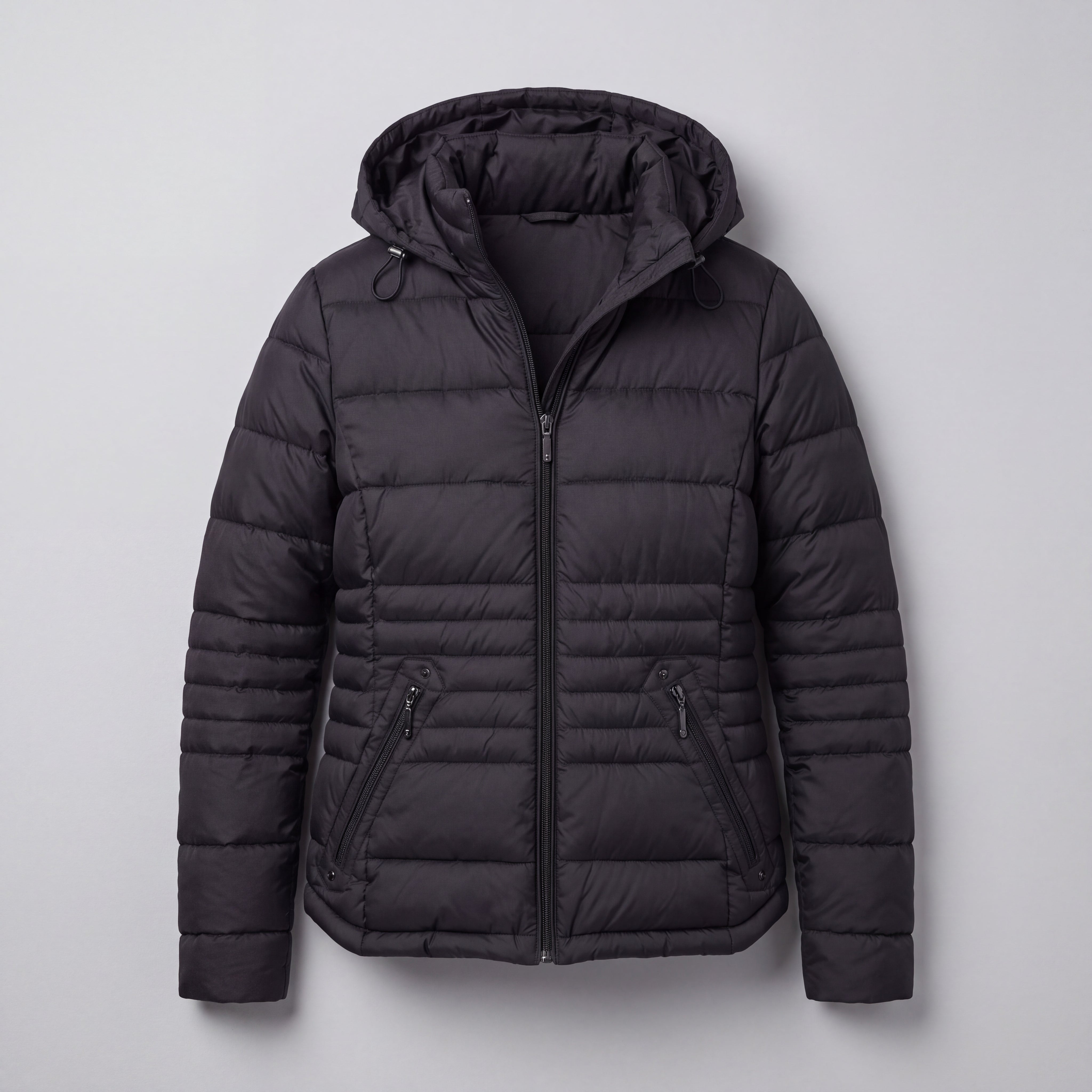 HOODED ZIP FRONT PUFFER