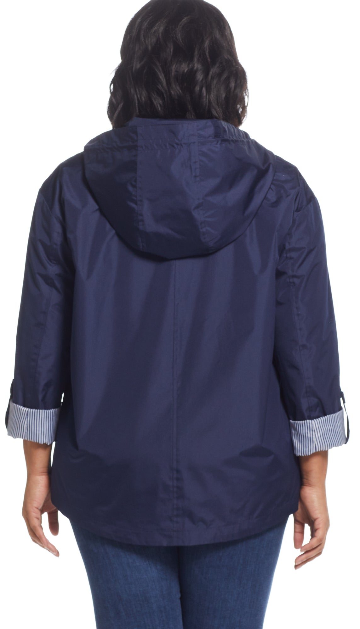 HOODED JACKET WITH TURN BACK SLEEVES