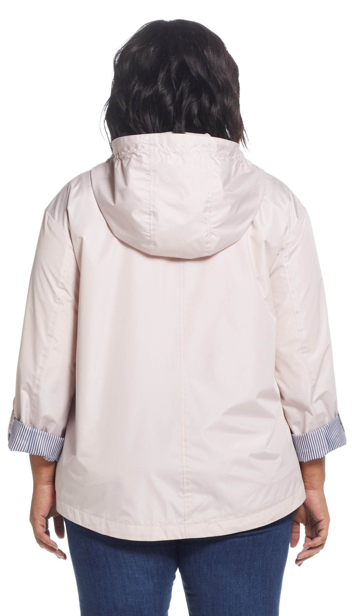 HOODED JACKET WITH TURN BACK SLEEVES