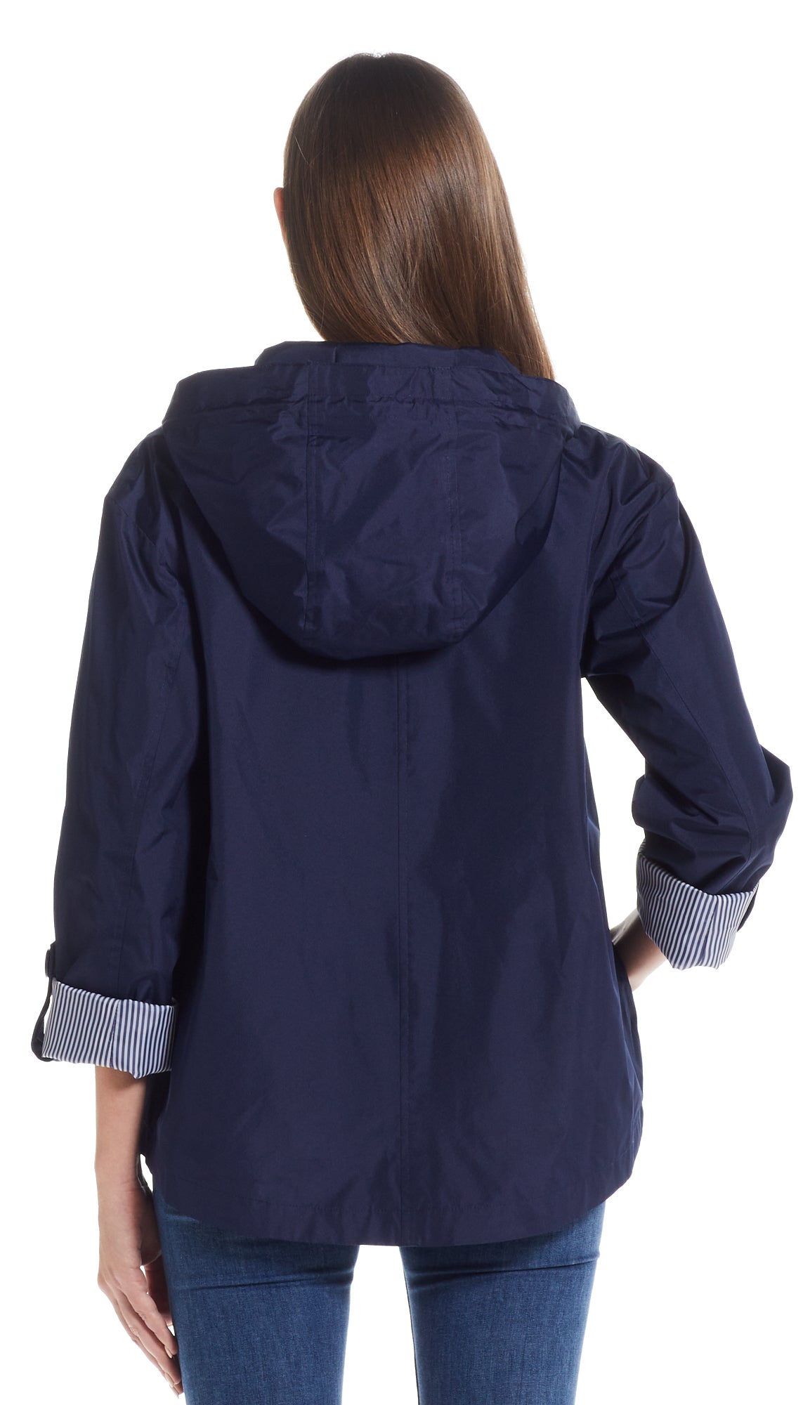 HOODED JACKET WITH TURN BACK SLEEVES