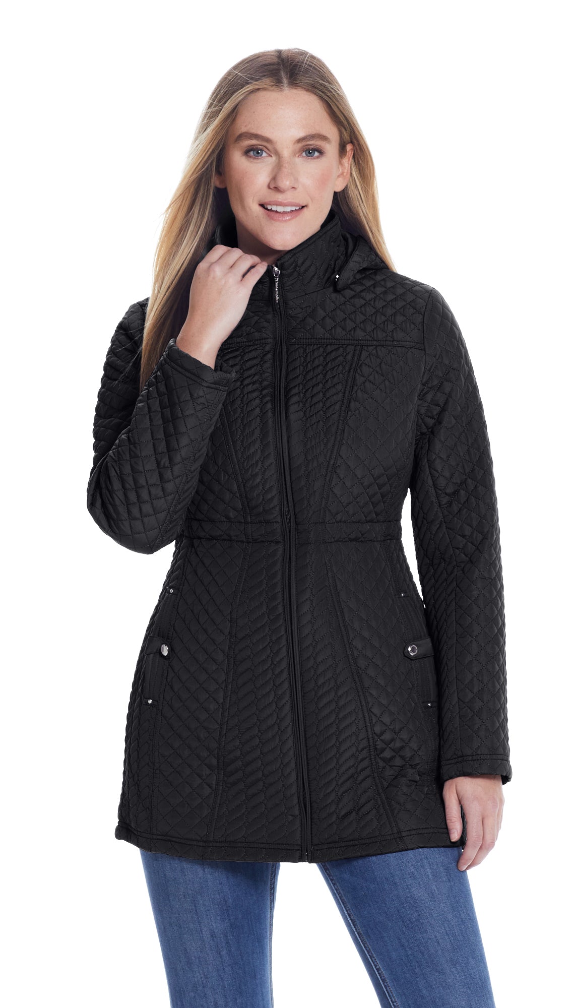 HOODED ZIP QUILTED JACKET