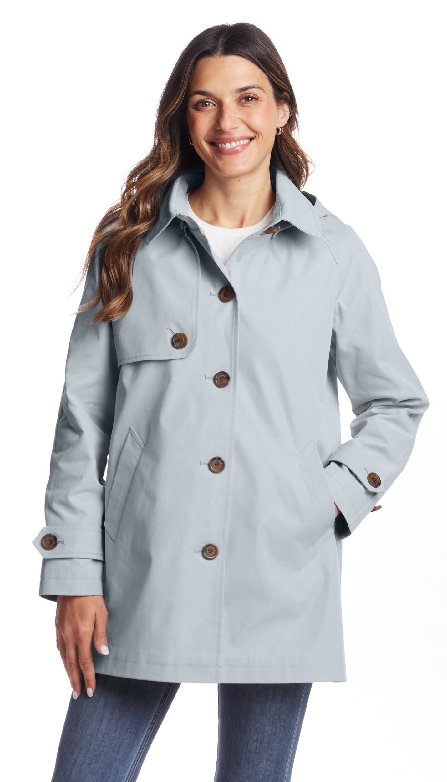 BUTTON FRONT HOODED TOPPER