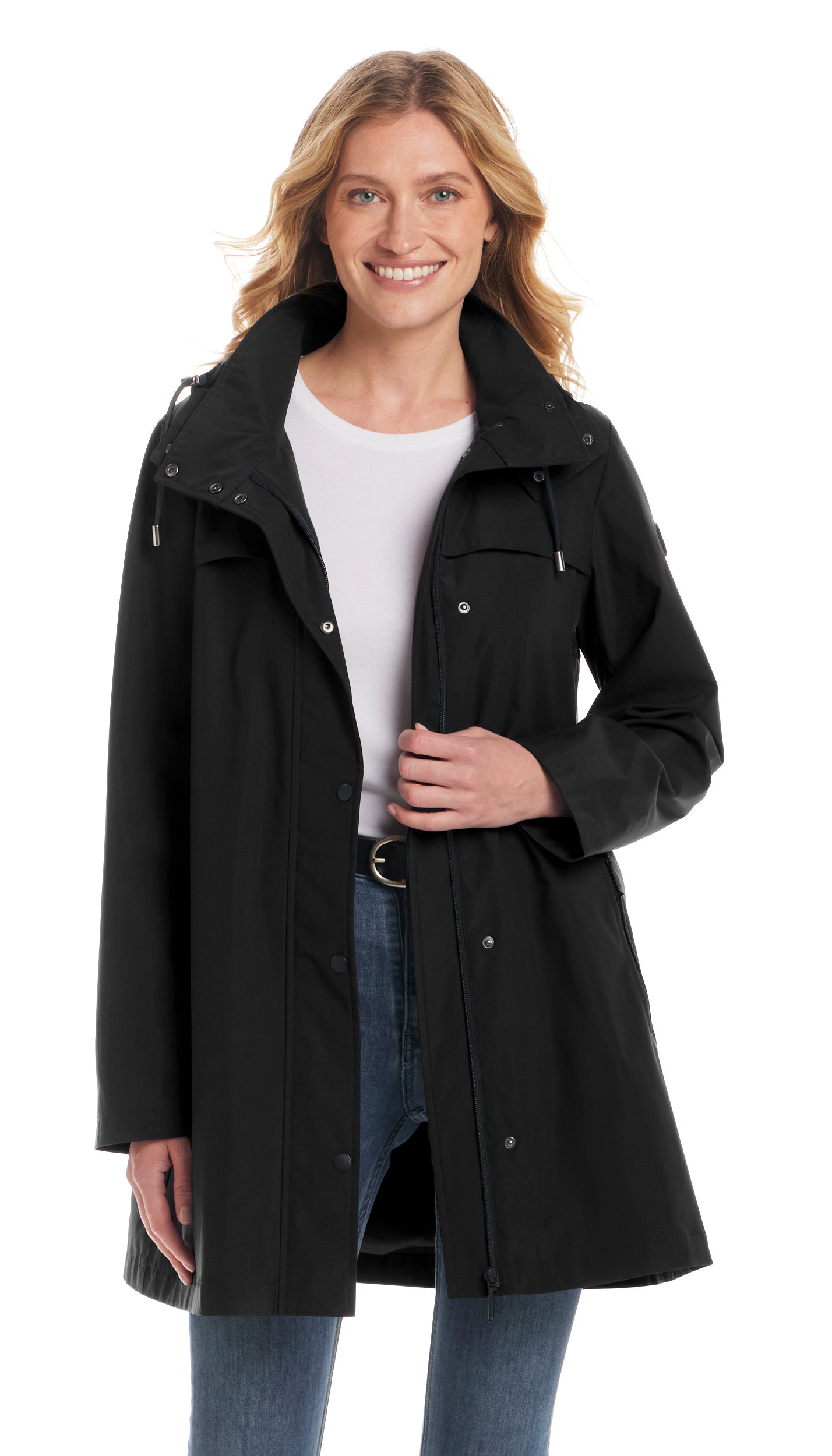 HOODED A-LINE RAIN JACKET