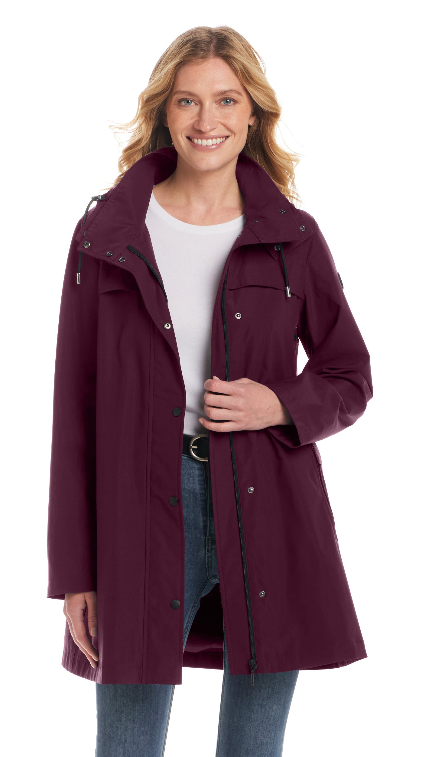 HOODED A-LINE RAIN JACKET
