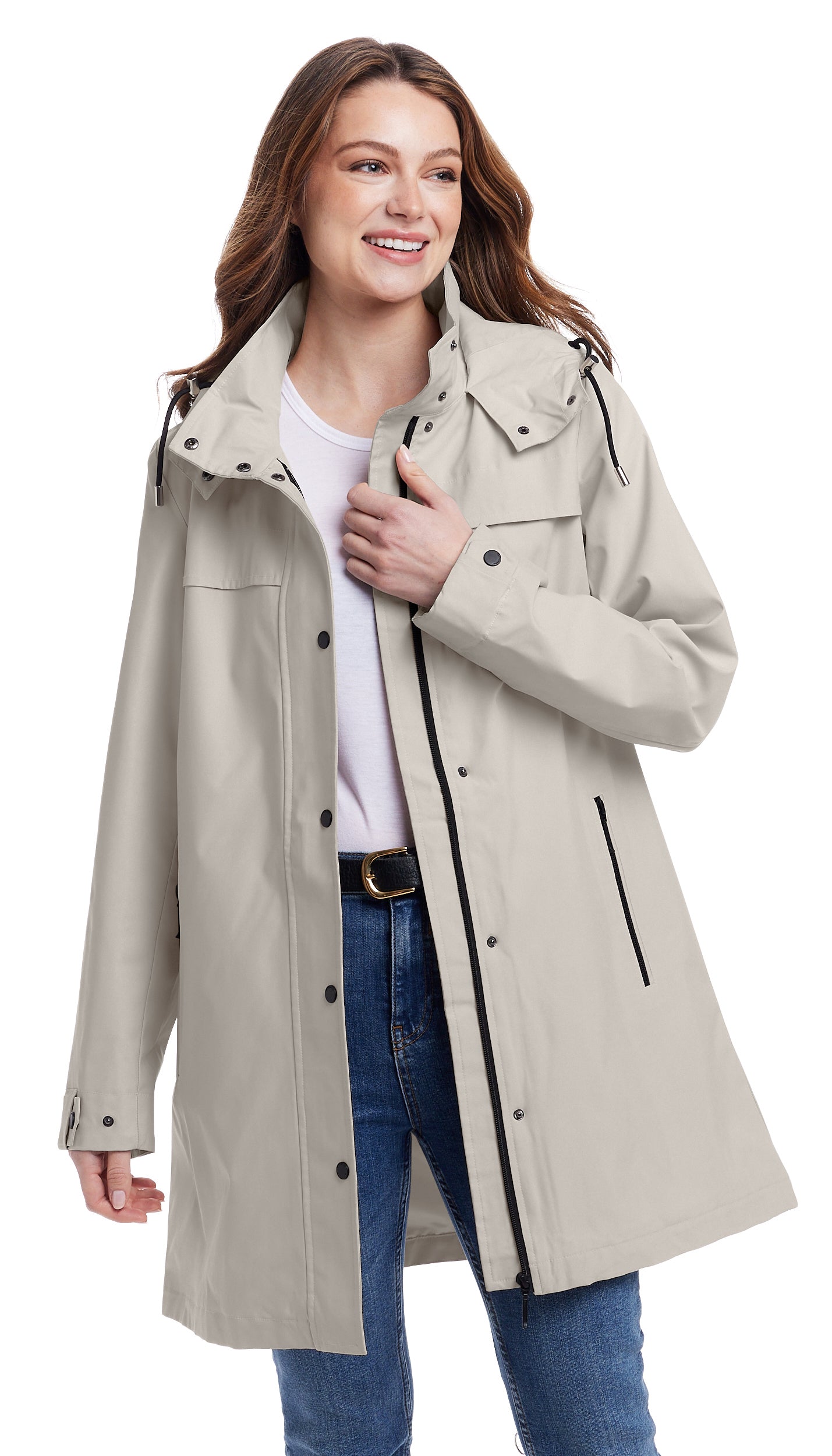 HOODED A-LINE RAIN JACKET