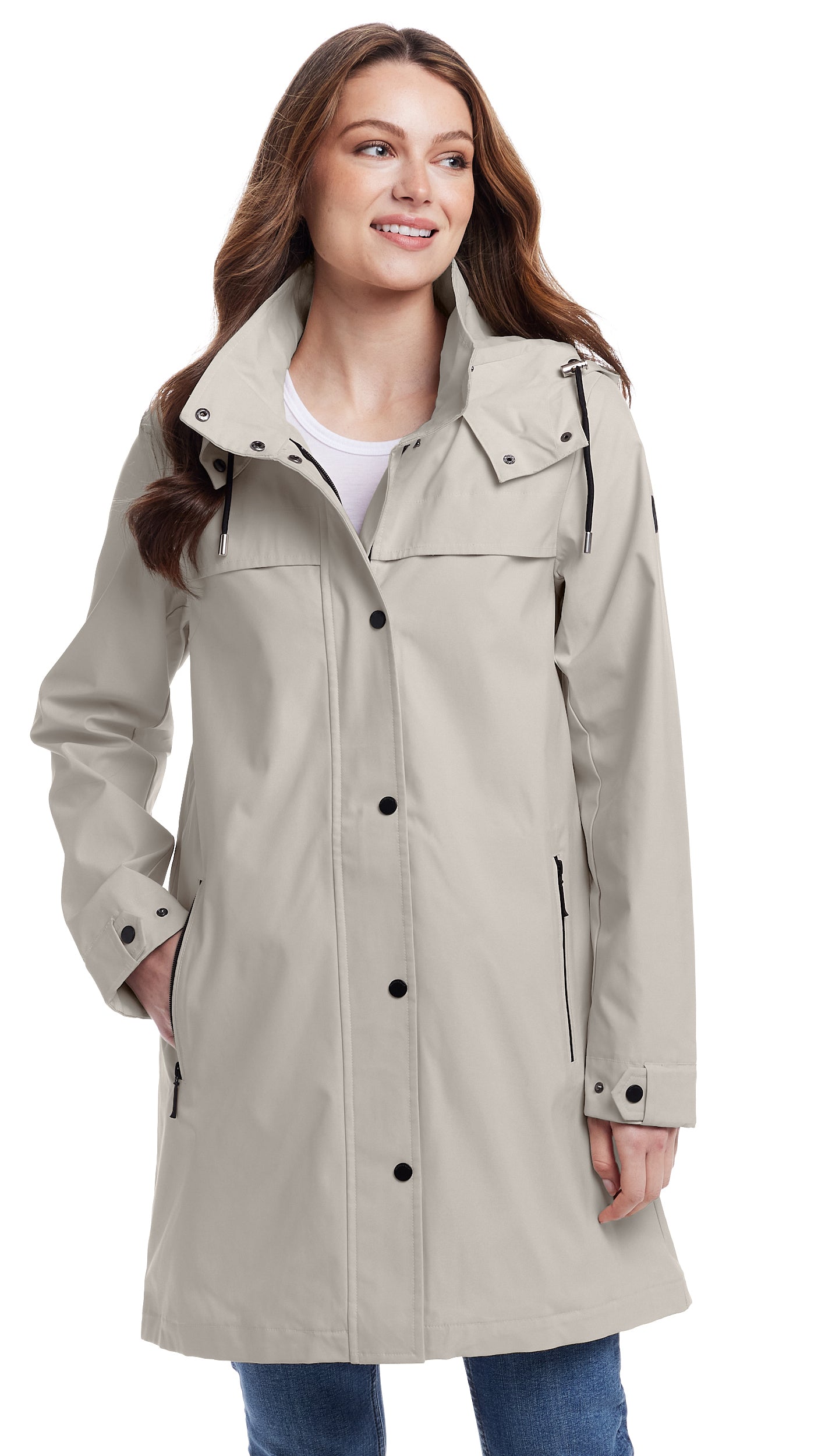 HOODED A-LINE RAIN JACKET