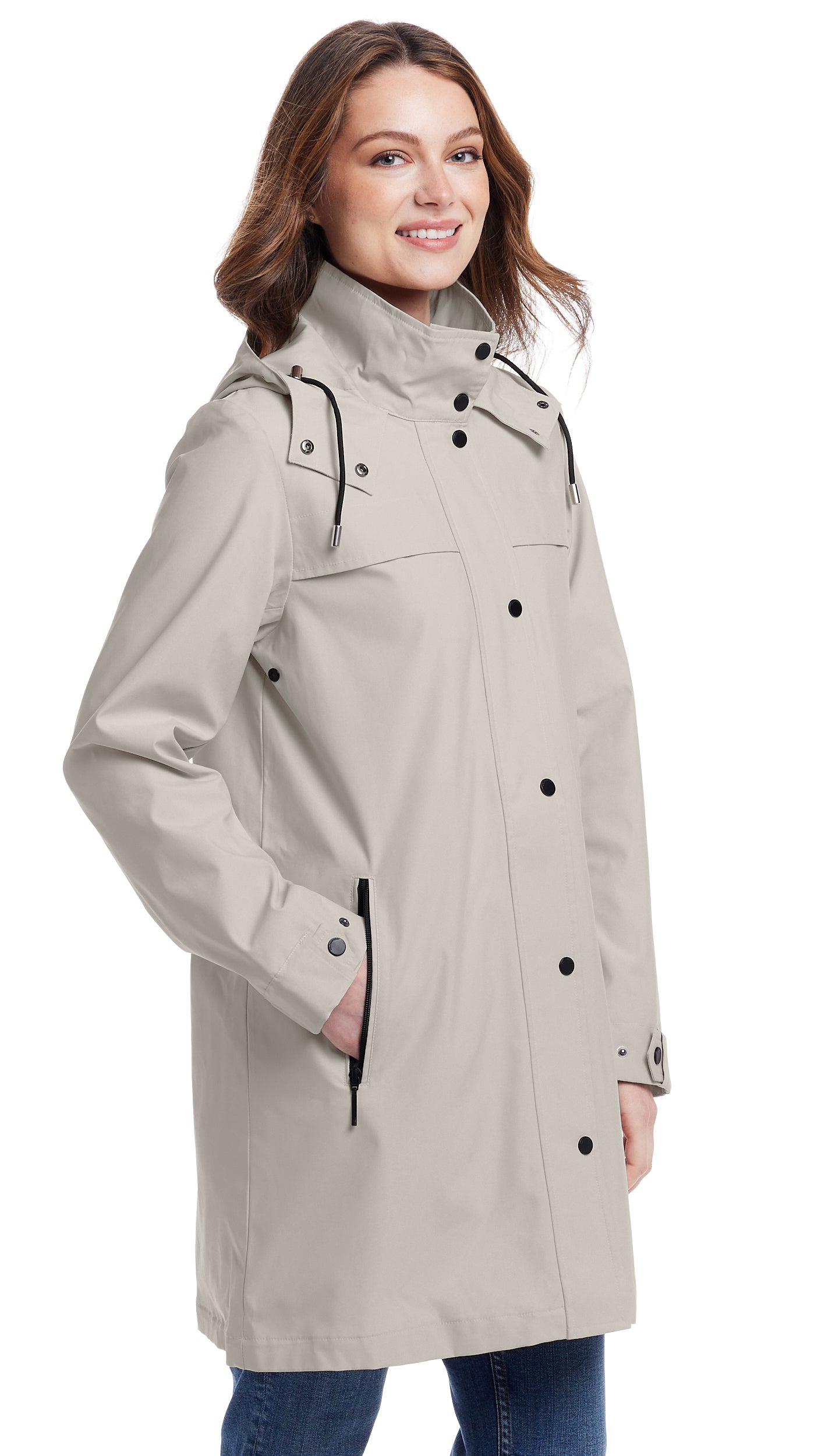 HOODED A-LINE RAIN JACKET