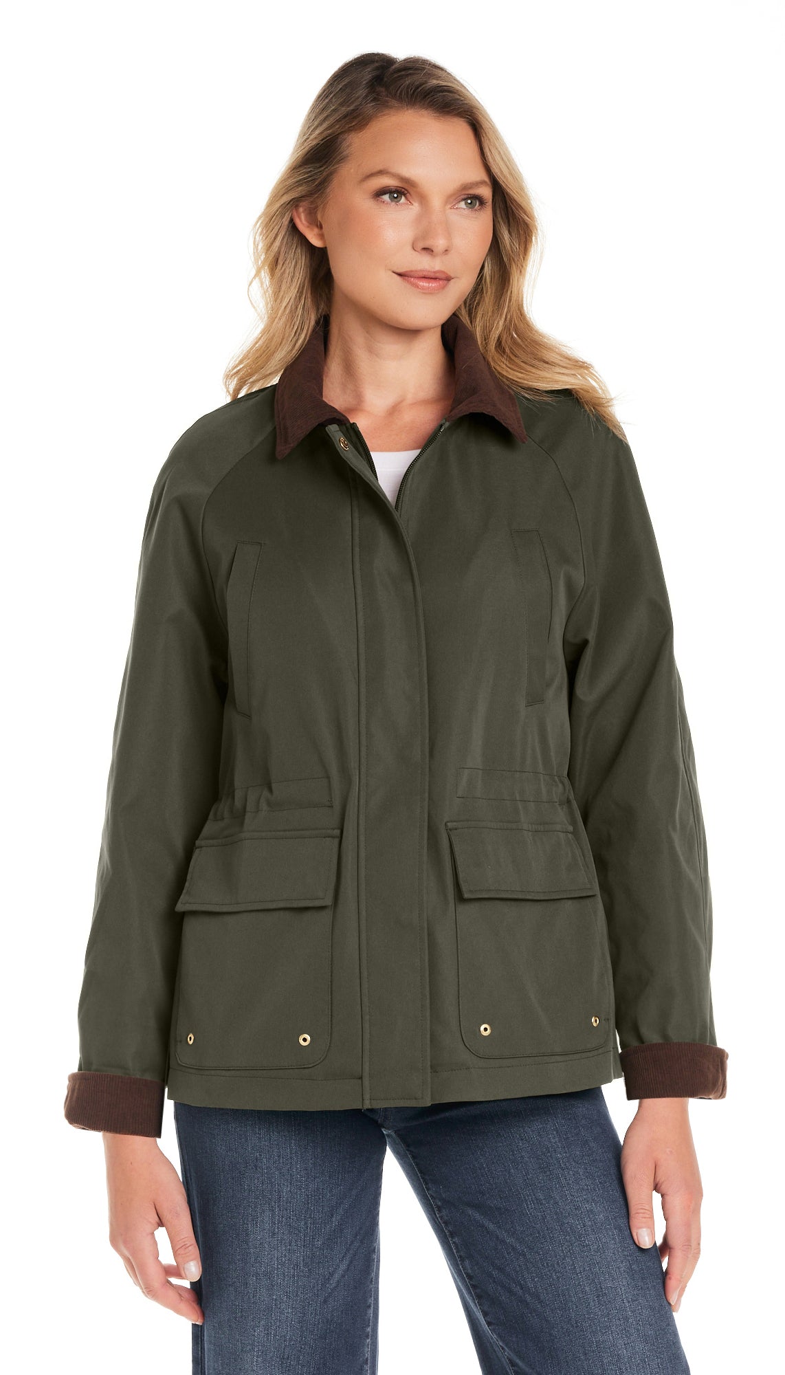 BARN JACKET WITH CORDUROY TRIMS