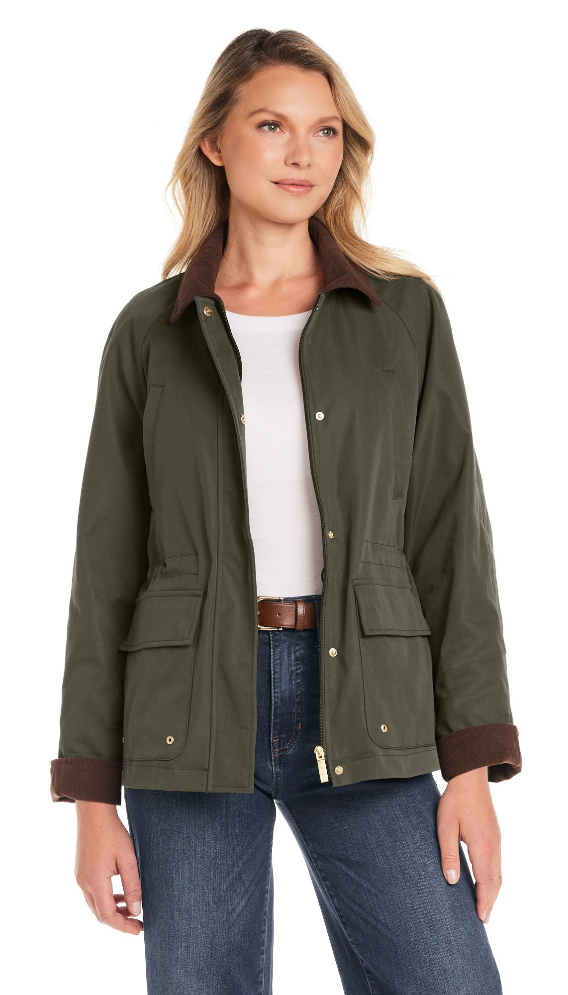 BARN JACKET WITH CORDUROY TRIMS