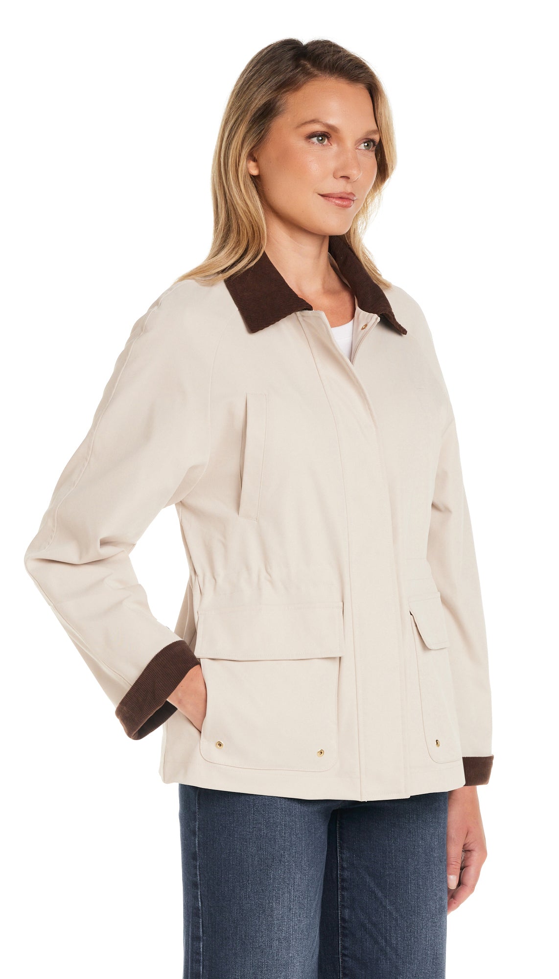 BARN JACKET WITH CORDUROY TRIMS