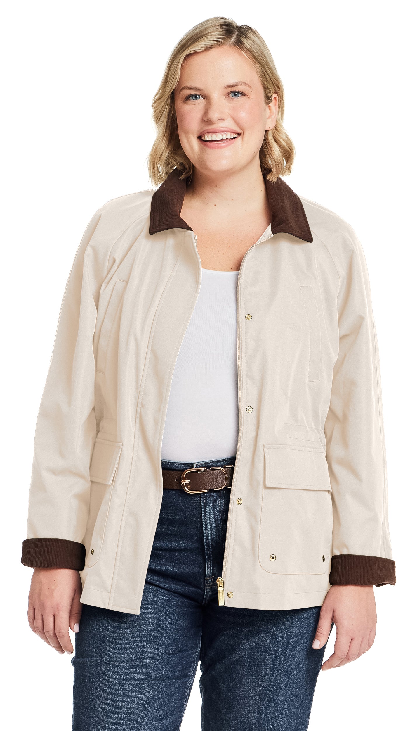 BARN JACKET WITH CORDUROY TRIMS