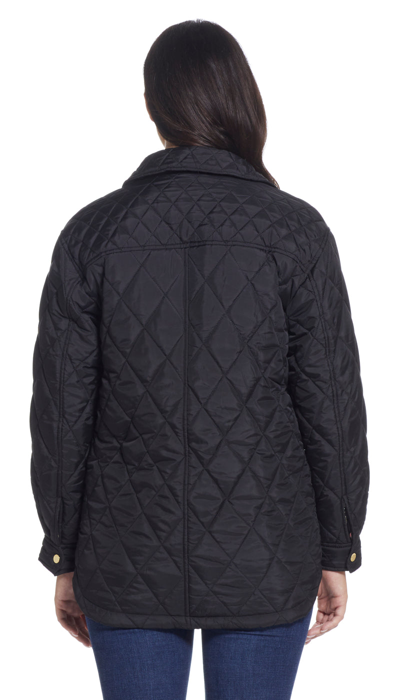 QUILTED SHACKET WITH PRINTED LINING