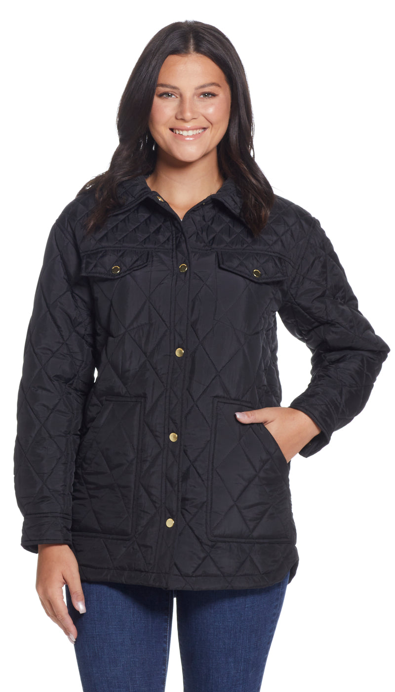 QUILTED SHACKET WITH PRINTED LINING