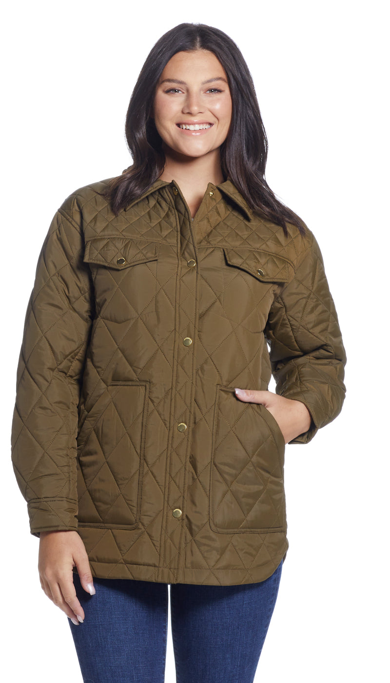 QUILTED SHACKET WITH PRINTED LINING