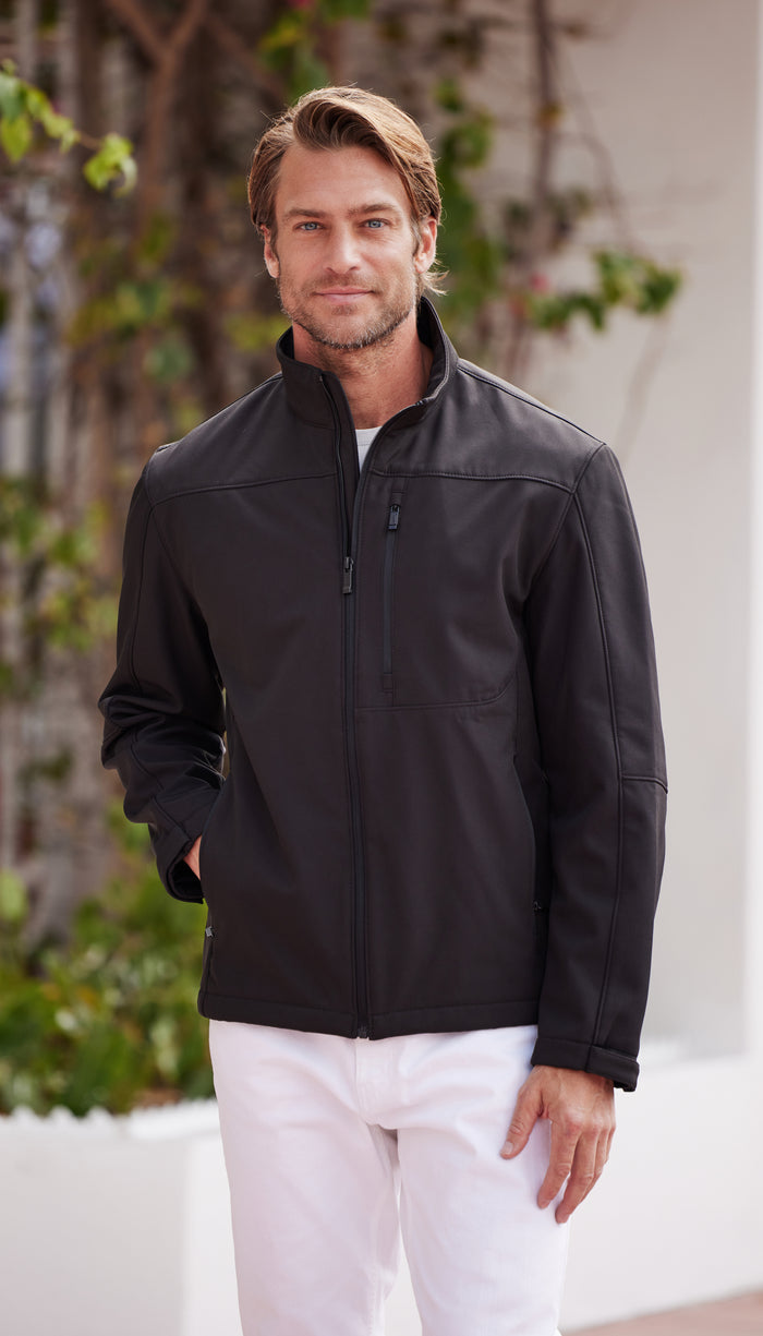 a man in a black jacket