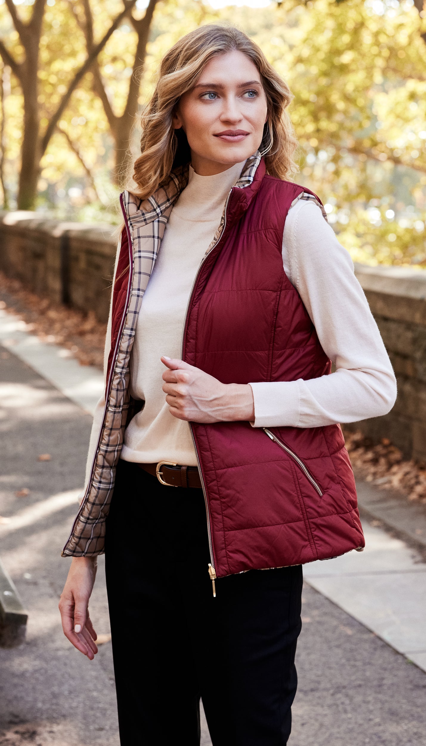 REVERSIBLE PLAID QUILTED VEST