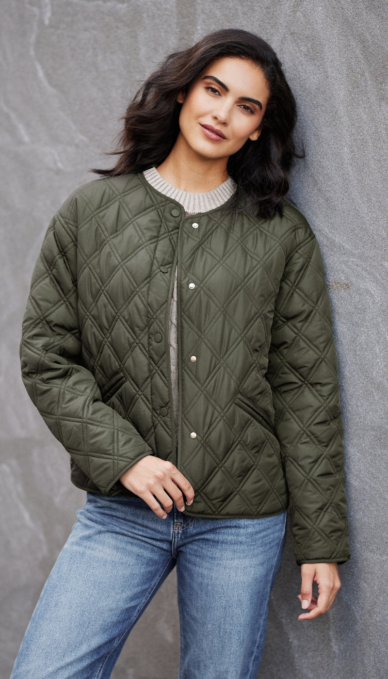 COLLARLESS QUILTED JACKET
