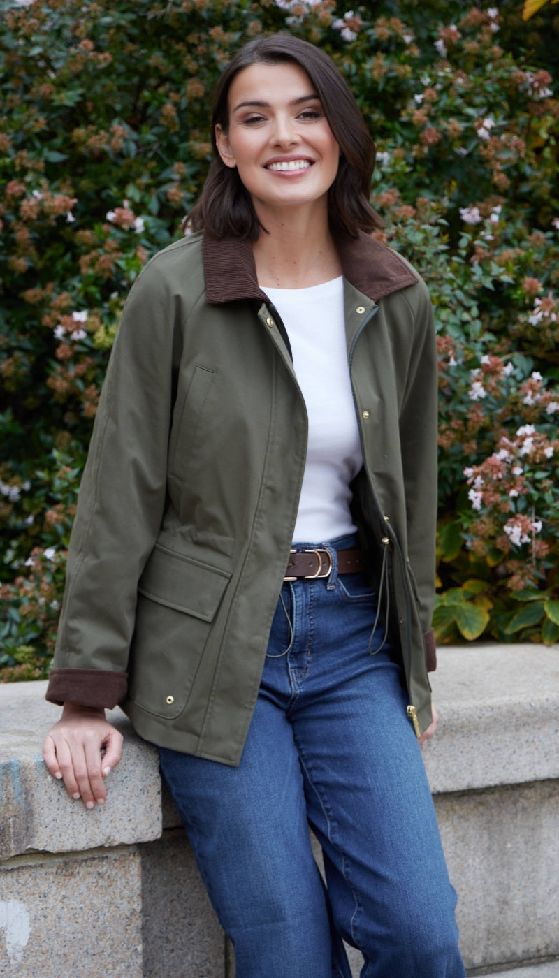 BARN JACKET WITH CORDUROY TRIMS