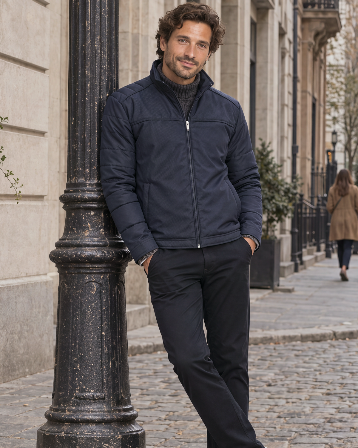 DOBBY/FAUX MEMORY JACKET