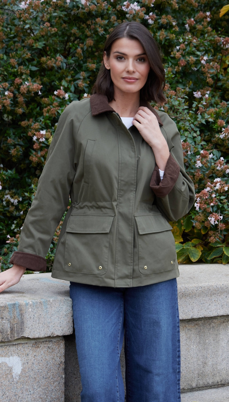 BARN JACKET WITH CORDUROY TRIMS