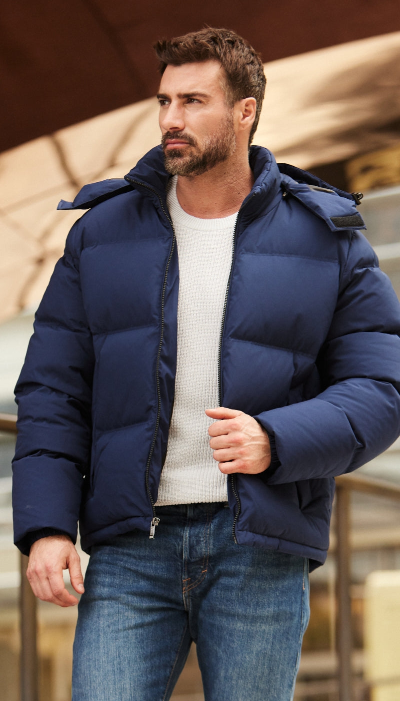 Navy jacket with hood online