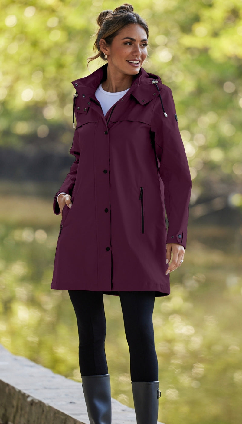 HOODED A-LINE RAIN JACKET