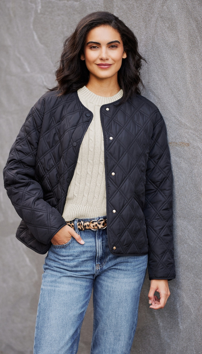 COLLARLESS QUILTED JACKET