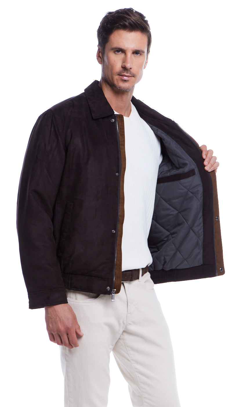 MICROSUEDE BOMBER JACKET