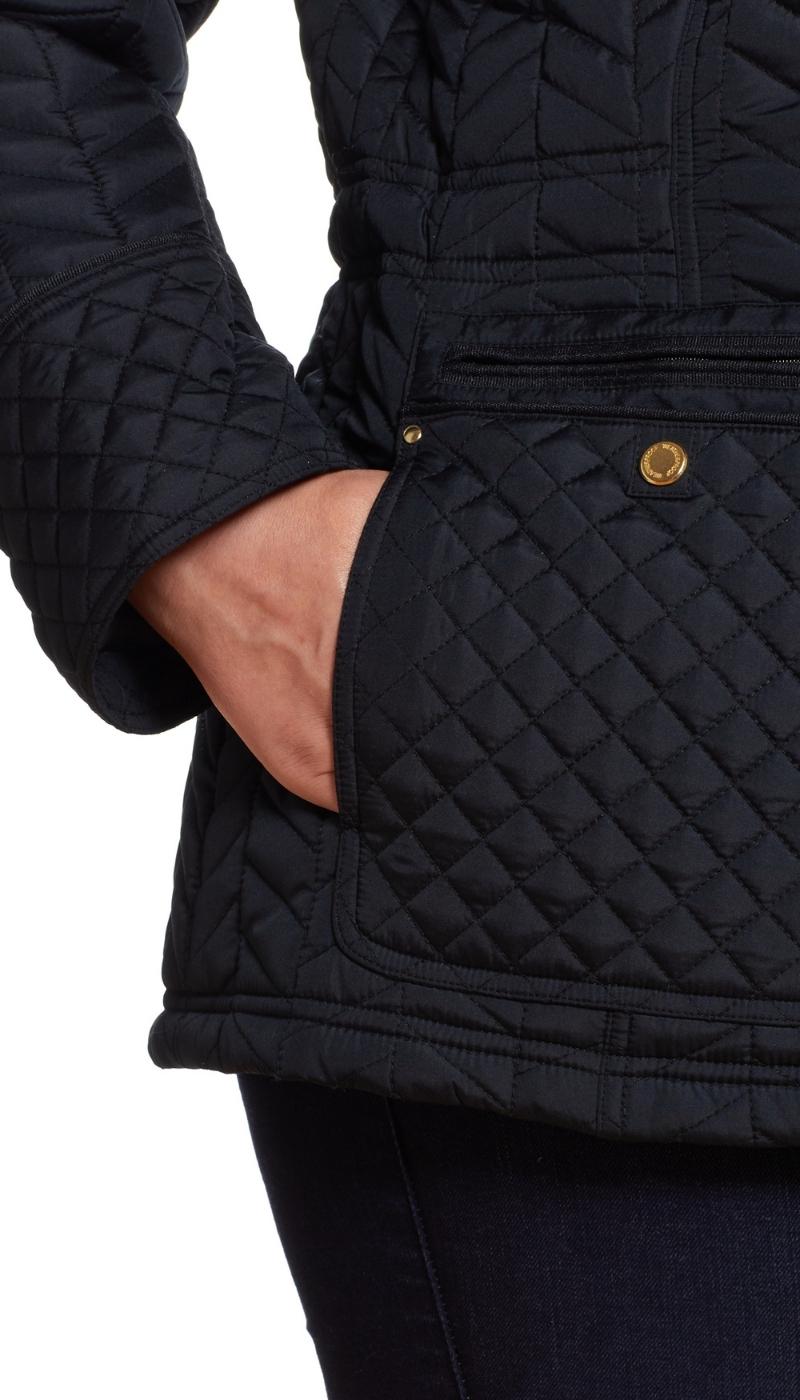 QUILTED HOODED ANORAK WITH FAUX FUR INNER TRIM