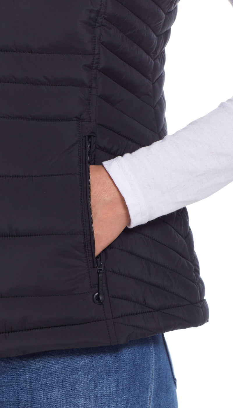 QUILTED PUFFER VEST WITH PLUSH LINING