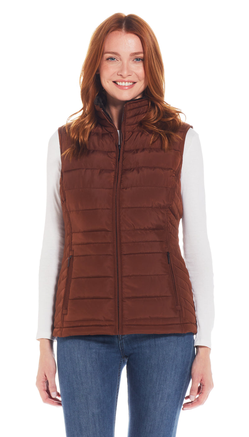 QUILTED PUFFER VEST WITH PLUSH LINING