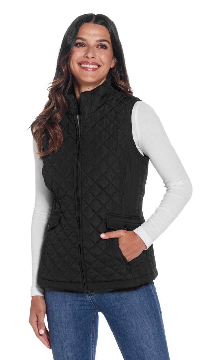 MIXED QUILTED VEST WITH PLUSH LINING