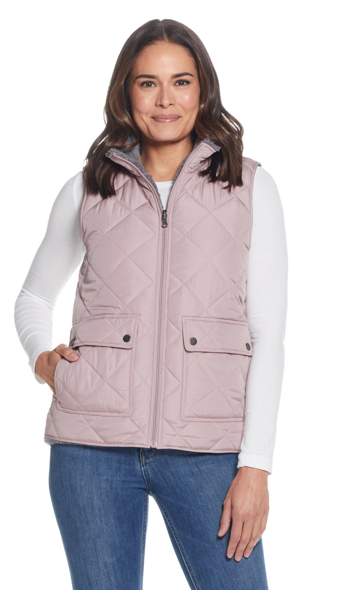 Women's pink ribbon clearance mossbud insulated reversible vest