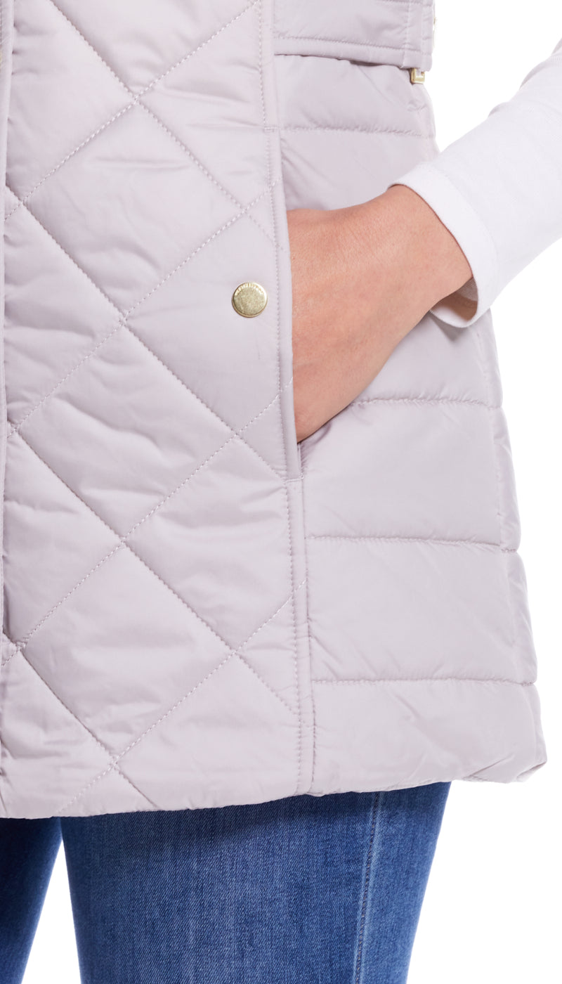 MIXED QUILTED LONGLINE VEST
