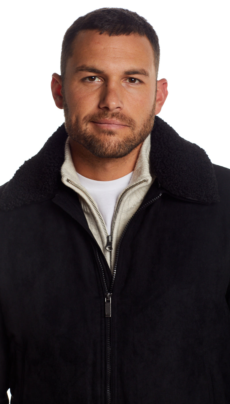 Faux fur collar bomber jacket mens hotsell