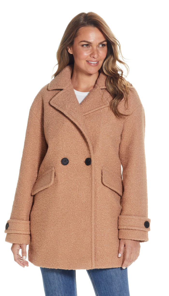POLY BOUCLE PEA COAT