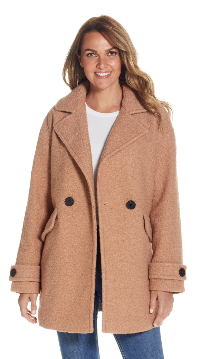 POLY BOUCLE PEA COAT