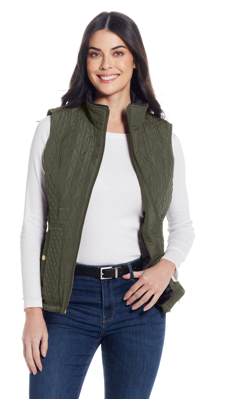 MULTI QUILTED PLUSH LINED VEST