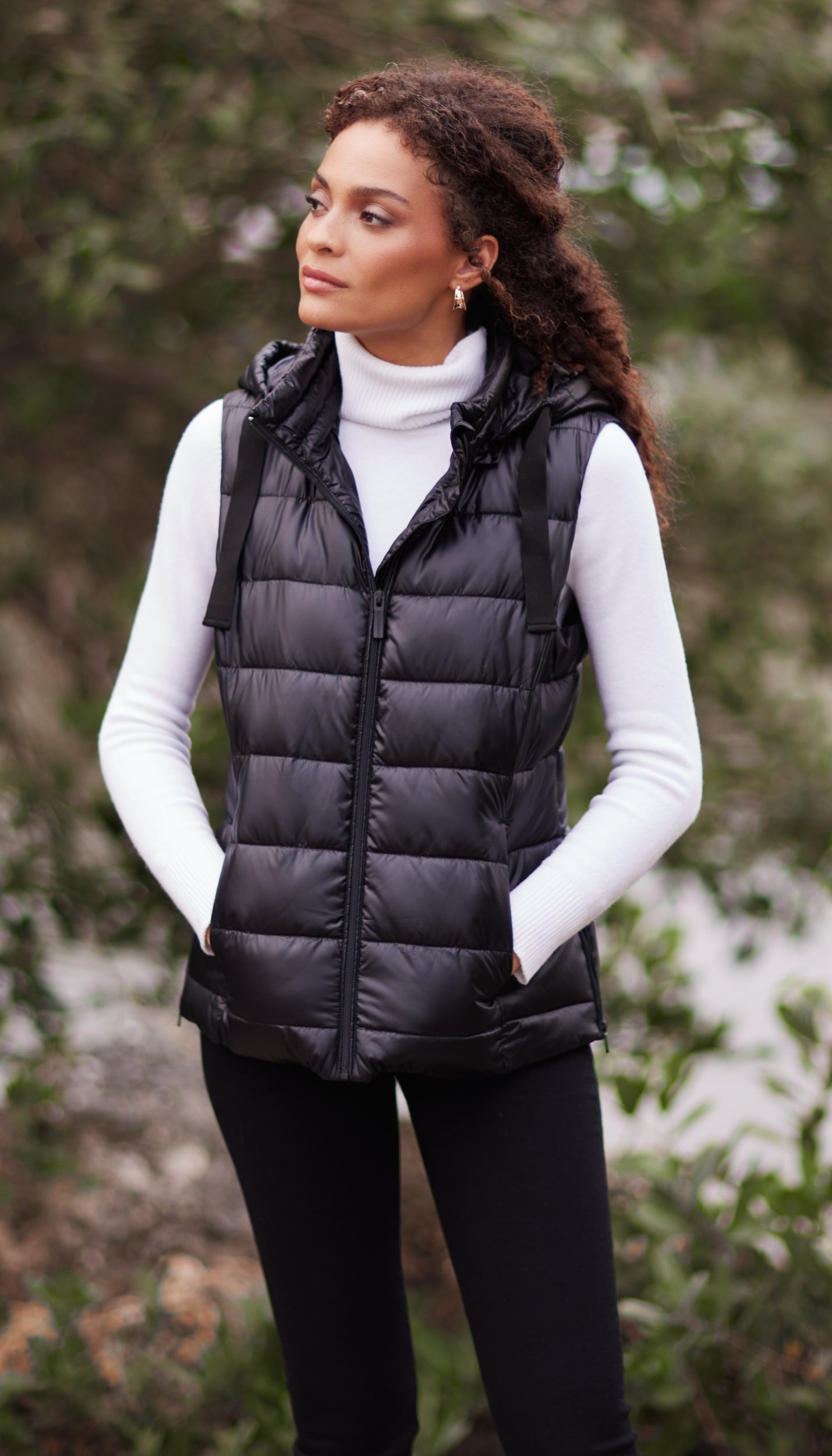 Hooded down vest womens sale