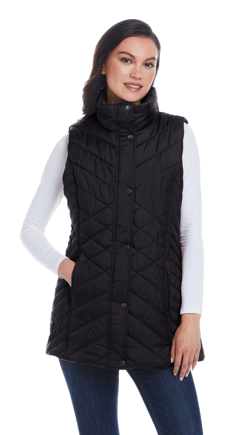【ファッション通販】 MIXED QUILTED LONGLINE VEST ジャケット・アウター